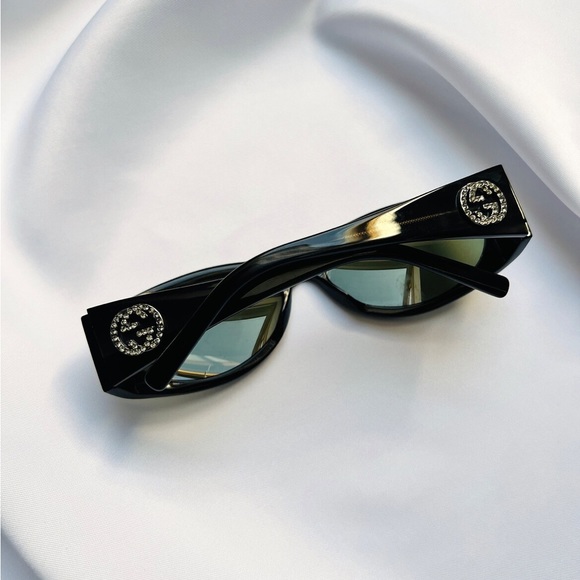 Gucci Sunglasses Oval GG Logo Crystal Black GG 2527 - Picture 7 of 10